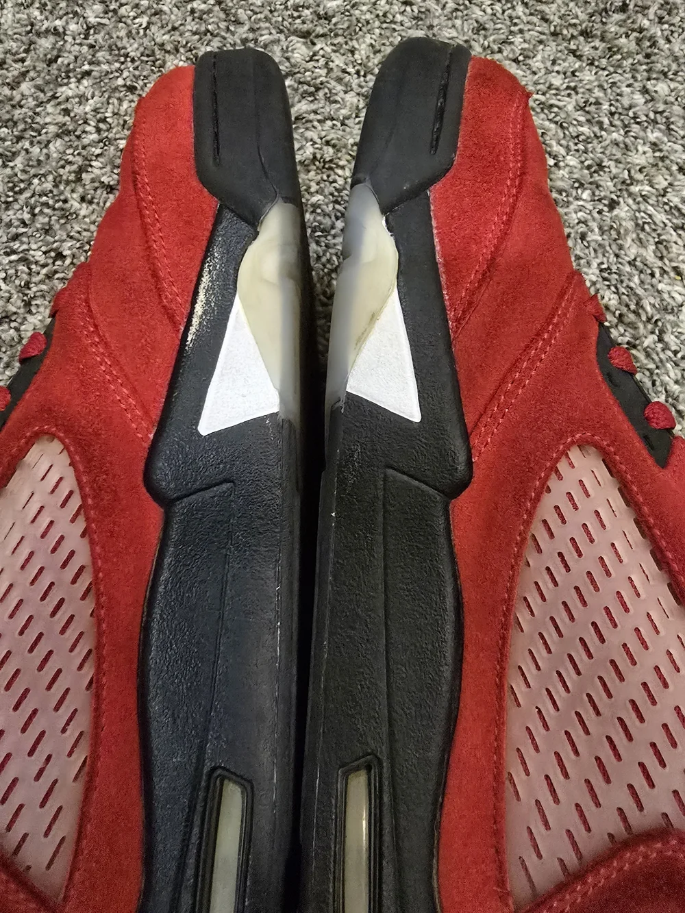 Jordan Red RETRO 5Suede High-Top Basketball Shoes with Black Accents